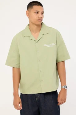 Divine Boxy Cropped Resort Shirt Sage