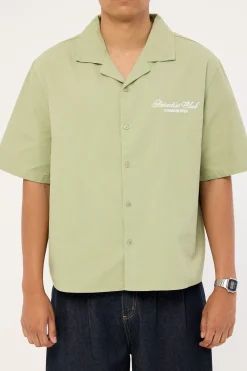 Divine Boxy Cropped Resort Shirt Sage