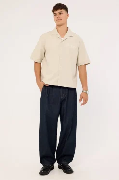 Divine Boxy Cropped Resort Shirt Dove Grey