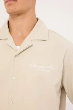 Divine Boxy Cropped Resort Shirt Dove Grey
