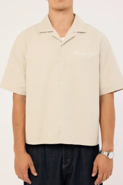 Divine Boxy Cropped Resort Shirt Dove Grey