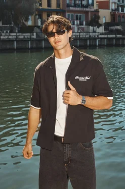 Divine Boxy Resort Shirt Off Black