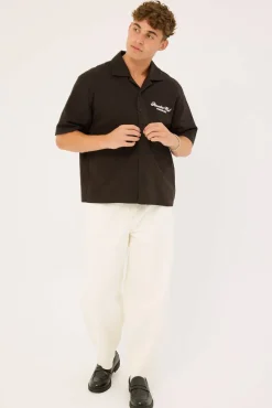 Divine Boxy Resort Shirt Off Black