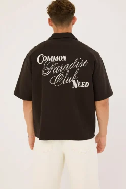 Divine Boxy Resort Shirt Off Black