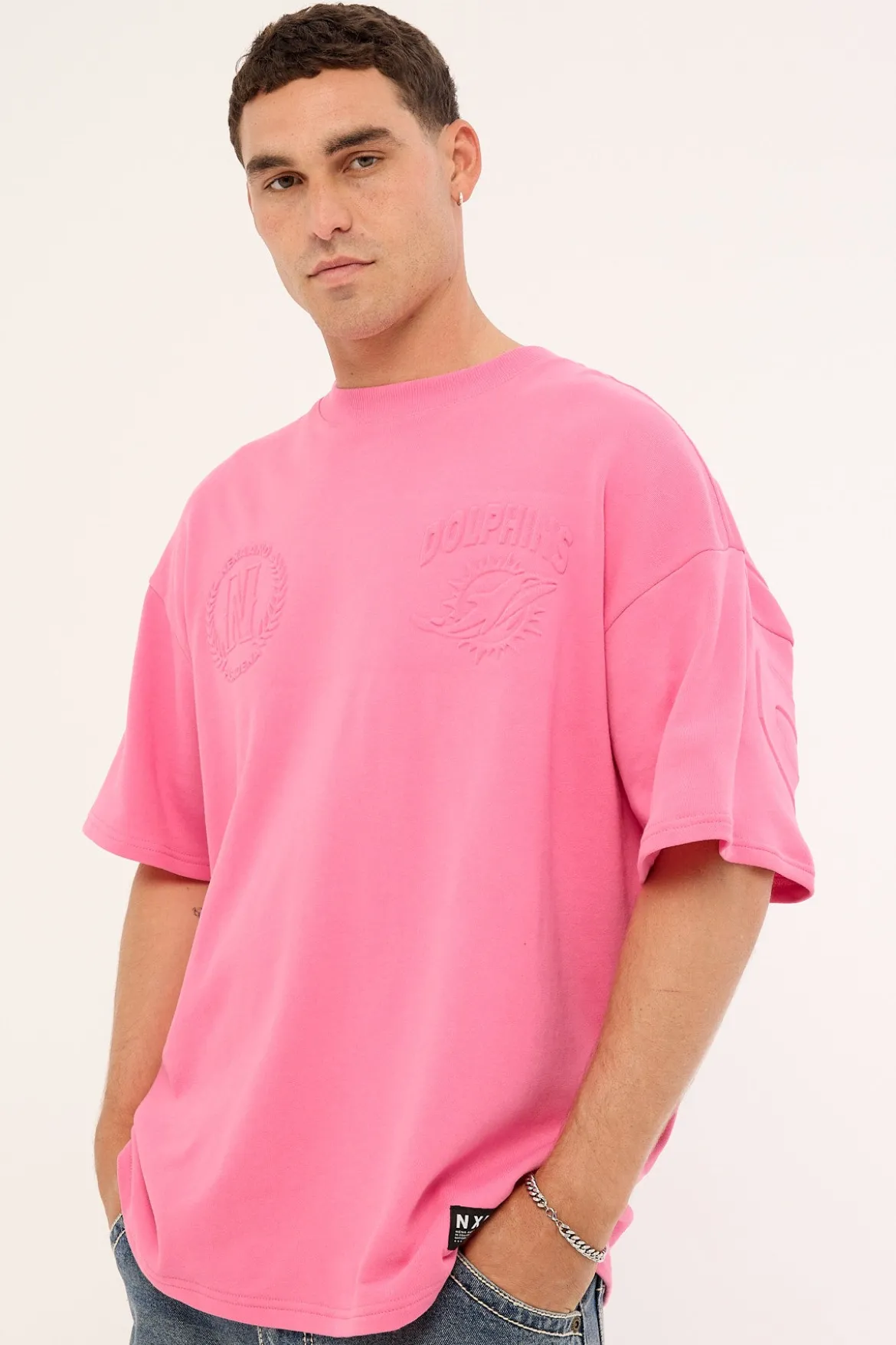 Dolphins Crest Loopback Tee Pink