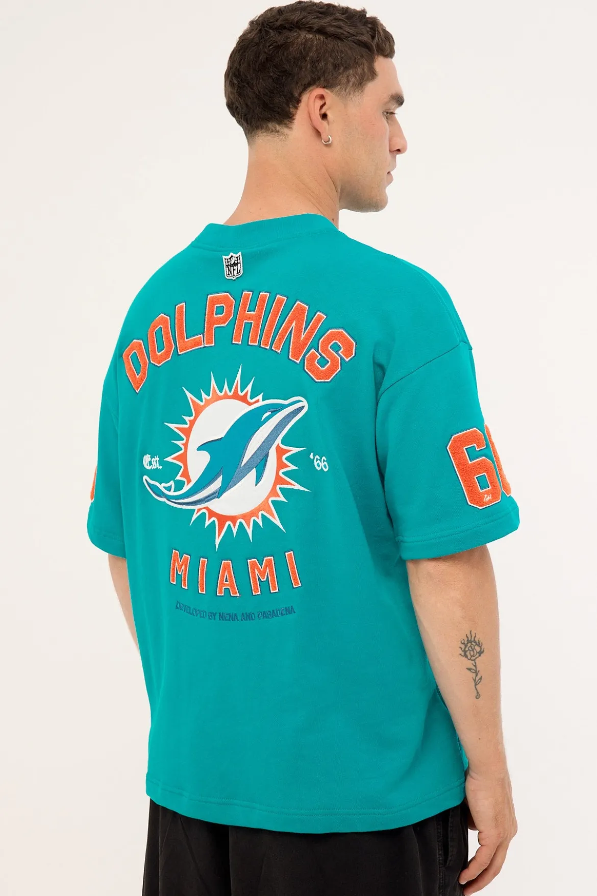 Dolphins Established Loopback Tee Aqua