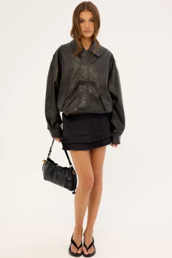 Double Ruffle Mini Skort Onyx