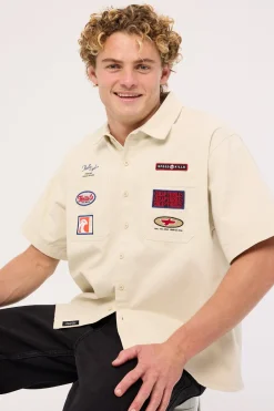 Double Time Short Sleeve Short Work Shirt Bone