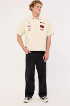 Double Time Short Sleeve Short Work Shirt Bone