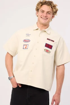 Double Time Short Sleeve Short Work Shirt Bone