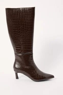 Dove Croc Patent Boot Chocolate Chocolate