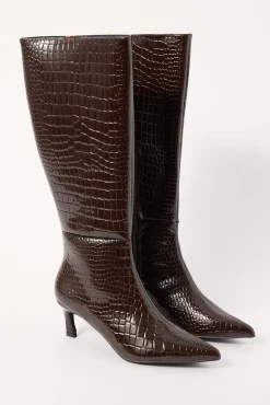 Dove Croc Patent Boot Chocolate Chocolate