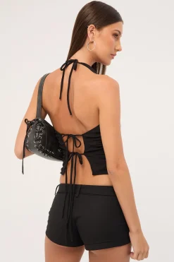 Drew Cowl Halter Top Black