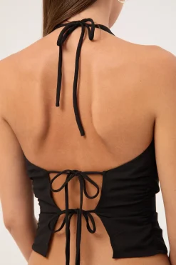 Drew Cowl Halter Top Black