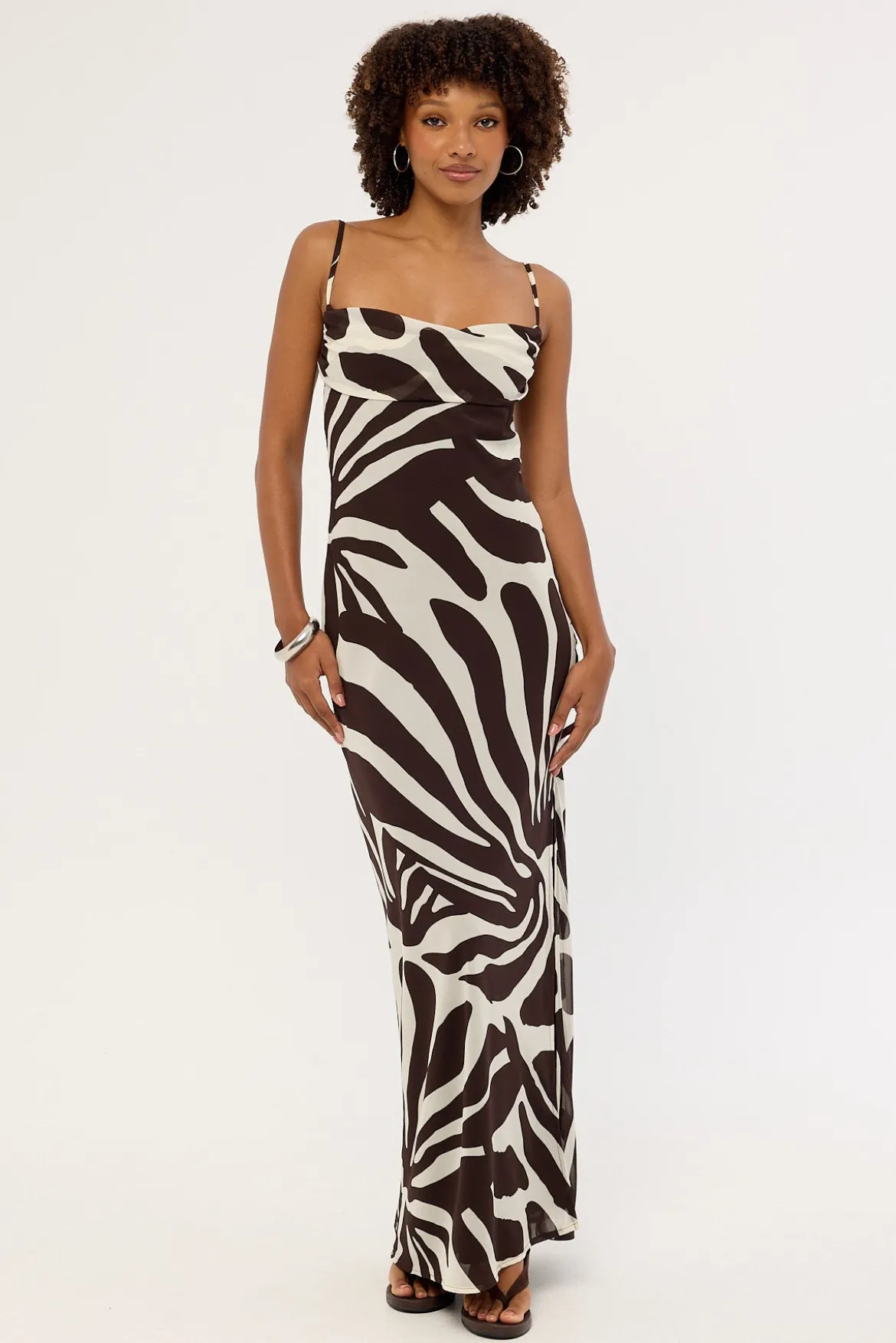 Drift Chiffon Maxi Dress Brown Print