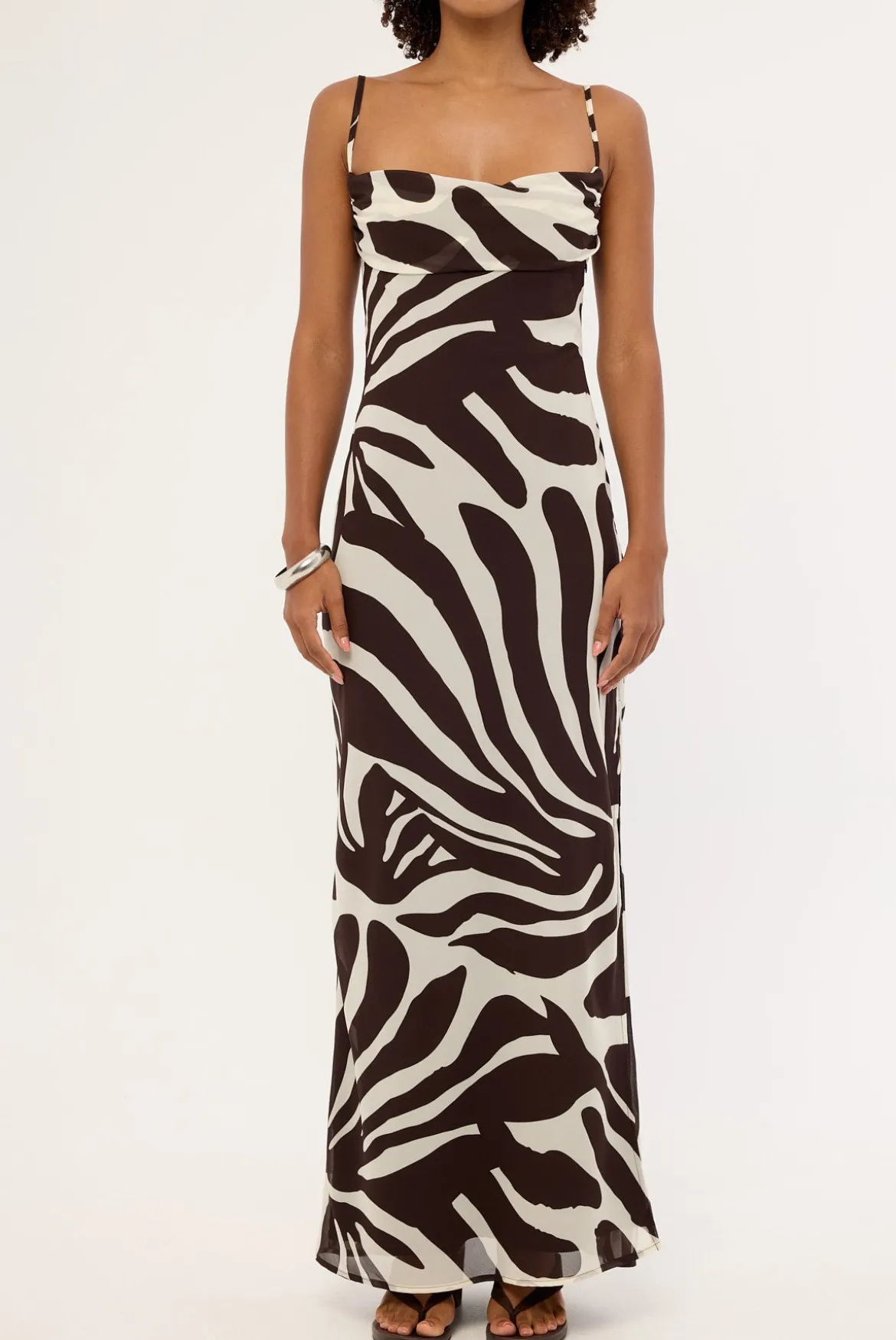 Drift Chiffon Maxi Dress Brown Print