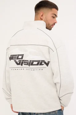 Drifter Elastic Quarter Zip Crew Snow Marle