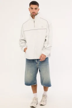 Drifter Elastic Quarter Zip Crew Snow Marle