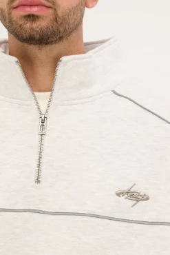 Drifter Elastic Quarter Zip Crew Snow Marle