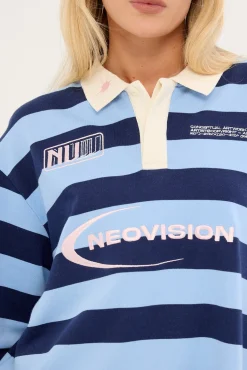 Dropkick Long Sleeve Rugby Polo Blue Stripe
