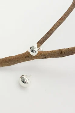 Droplet Stud Earring Sterling Silver Plated