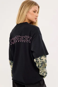 Dualform Layered Long Sleeve Tee Black/Camo