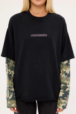 Dualform Layered Long Sleeve Tee Black/Camo