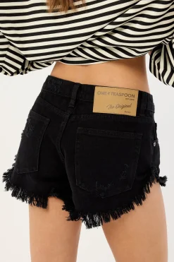 Dukes Low Waist Mini Denim Shorts Double Black