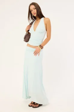 Dulcie Asymmetrical Midi Skirt Blue