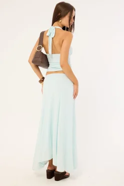 Dulcie Asymmetrical Midi Skirt Blue