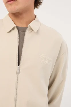 Dustin Boxy Zip Through Overshirt Washed Stone