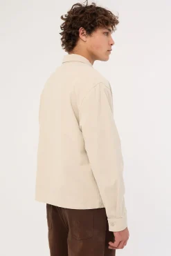 Dustin Boxy Zip Through Overshirt Washed Stone
