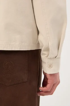 Dustin Boxy Zip Through Overshirt Washed Stone