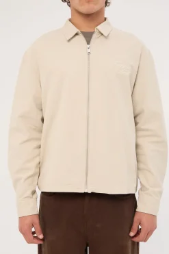 Dustin Boxy Zip Through Overshirt Washed Stone