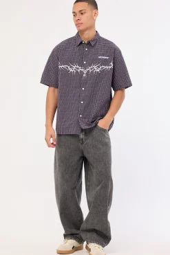Echoes Oversize Shirt Purple Check
