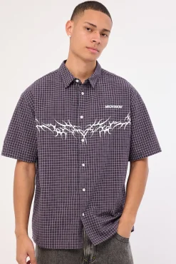 Echoes Oversize Shirt Purple Check