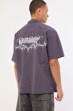 Echoes Oversize Shirt Purple Check