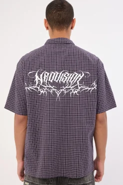 Echoes Oversize Shirt Purple Check