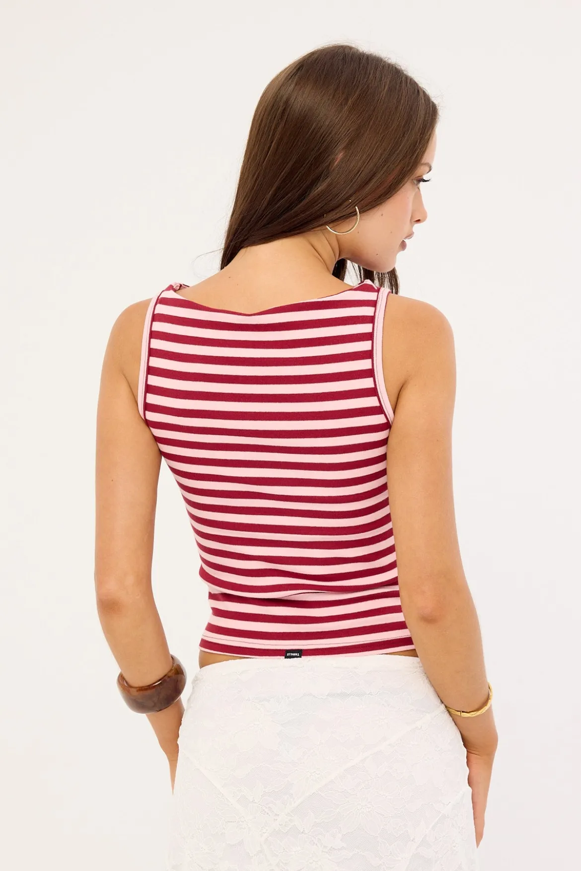 Echoes Stripe Tank Cherry Red Stripe