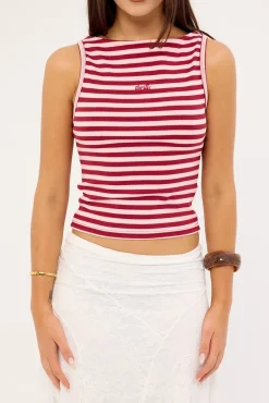 Echoes Stripe Tank Cherry Red Stripe