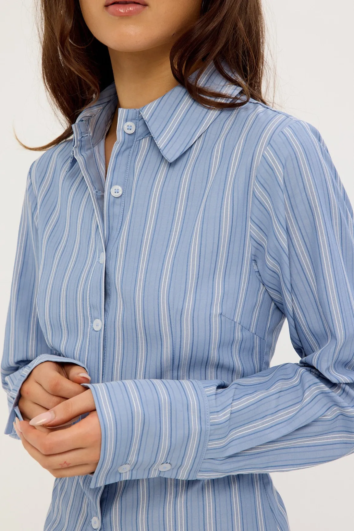 Eden Stripe Long Sleeve Shirt Blue