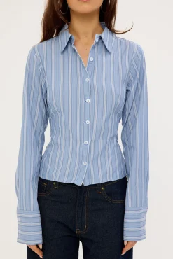 Eden Stripe Long Sleeve Shirt Blue