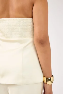 Edith Satin Strapless Top Cream