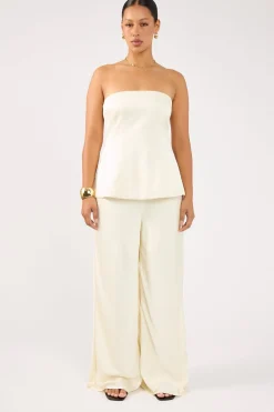 Edith Satin Strapless Top Cream