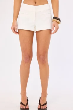 Elisse Mid Rise Linen Shorts White