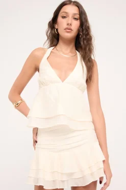 EllaMae Ruffle Mini Skort Off White