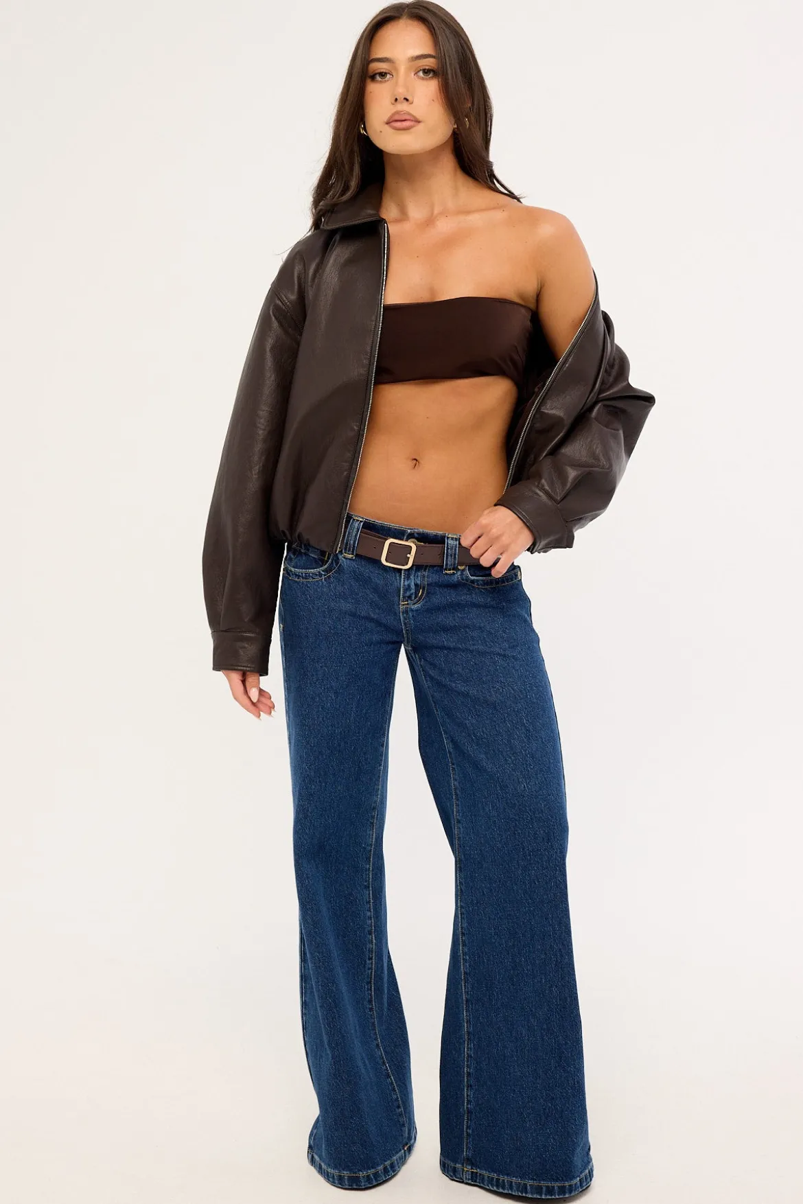 Ellie Satin Bandeau Bralette Chocolate