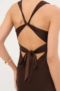 Ellie Twist Front Maxi Dress Brown