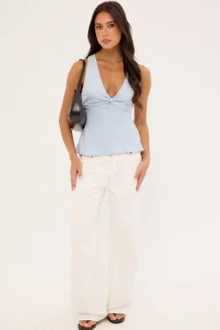 Ellie Twist Halter Top Light Blue
