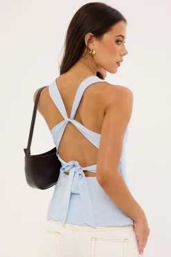 Ellie Twist Halter Top Light Blue